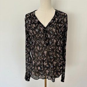 Veronica Beard Black Silk Floral Print Blouse Women's Size 4